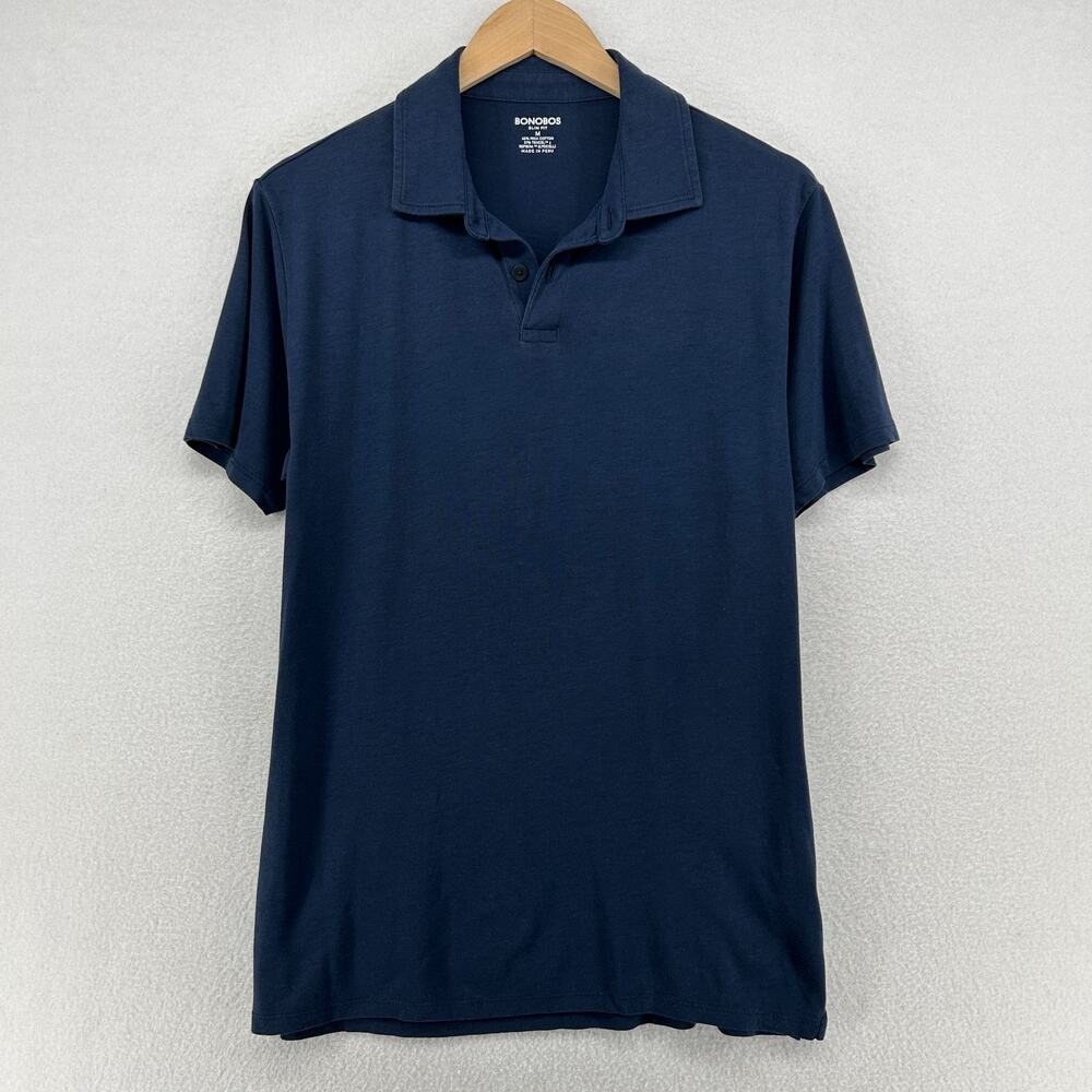 BONOBOS Shirt Mens M Slim Fit Polo Golf Performance Pima Cotton Tencel Blue